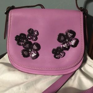 Coach Saddle 23 Crossbody Bag Wildflower Lilac Sequin Flower Appliqués